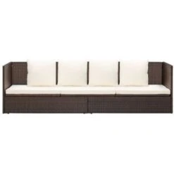 Lit De Jardin Avec Coussin Et Oreillers Résine Tressée Marron VidaXL -Promos Garde Plante Boutique 23089091 4