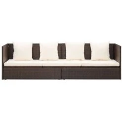Lit De Jardin Avec Coussin Et Oreillers Résine Tressée Marron VidaXL -Promos Garde Plante Boutique 23089091 5
