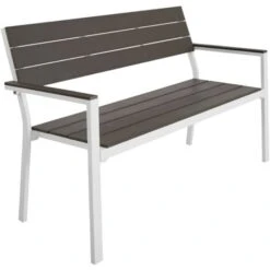 Banc De Jardin Line 2 Places En Aluminium 128 X 59 X 88cm - Meuble De Jardin, Banc De Jardin Extérieur, Banc Extérieur