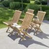 Chaise De Jardin En Teck Huilé Massif Pliante (lot De 4)