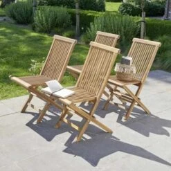 Chaise De Jardin En Teck Huilé Massif Pliante (lot De 4)
