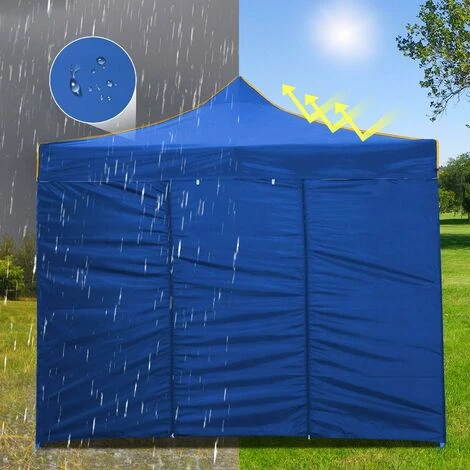 3x3m Tonnelle Pliante De Jardin Imperméable Avec Sac De Transport - Barnum Pliant Pour Marché, Mariage, Camping, Activités En Plein Air Avec 4 Parois - Bleu 4 3x3m Tonnelle Pliante De Jardin Imperméable Avec Sac De Transport - Barnum Pliant Pour Marché, Mariage, Camping, Activités En Plein Air Avec 4 Parois - Bleu – Image 2