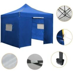 3x3m Tonnelle Pliante De Jardin Imperméable Avec Sac De Transport - Barnum Pliant Pour Marché, Mariage, Camping, Activités En Plein Air Avec 4 Parois - Bleu 10 3x3m Tonnelle Pliante De Jardin Imperméable Avec Sac De Transport - Barnum Pliant Pour Marché, Mariage, Camping, Activités En Plein Air Avec 4 Parois - Bleu -Promos Garde Plante Boutique 23523694 4