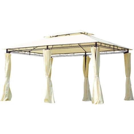 OUTSUNNY Tonnelle Barnum Pavillon De Jardin Style Colonial Double Toit Toiles Latérales Amovibles 3L X 4l X 2,65H M Crème 3 OUTSUNNY Tonnelle Barnum Pavillon De Jardin Style Colonial Double Toit Toiles Latérales Amovibles 3L X 4l X 2,65H M Crème
