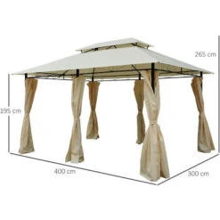 OUTSUNNY Tonnelle Barnum Pavillon De Jardin Style Colonial Double Toit Toiles Latérales Amovibles 3L X 4l X 2,65H M Crème 9 OUTSUNNY Tonnelle Barnum Pavillon De Jardin Style Colonial Double Toit Toiles Latérales Amovibles 3L X 4l X 2,65H M Crème -Promos Garde Plante Boutique 25006882 3