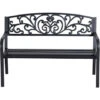 OUTSUNNY Banc De Jardin Terrasse En Acier Fonte Noir 3 Places 127 X 60 X 87 Cm Charge Max 220 Kg -Promos Garde Plante Boutique 25007314 1