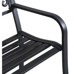 OUTSUNNY Banc De Jardin Terrasse En Acier Fonte Noir 3 Places 127 X 60 X 87 Cm Charge Max 220 Kg -Promos Garde Plante Boutique 25007314 4