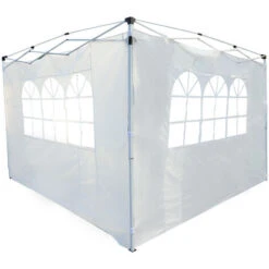 OUTSUNNY Parois Latérales De Rechange Barnum Tonnelle 3 X 3 Ou 3 X 6 M 2 Pièces 2 Grandes Fenêtres Blanc
