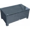 OUTSUNNY Table Basse De Jardin Plateau Verre Trempé 5 Mm Rotin Tressé 85 X 50 X 39cm Max. 50 Kg Noir