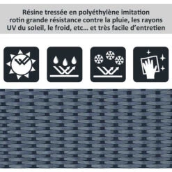 OUTSUNNY Table Basse De Jardin Plateau Verre Trempé 5 Mm Rotin Tressé 85 X 50 X 39cm Max. 50 Kg Noir -Promos Garde Plante Boutique 25007510 4
