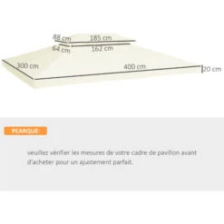 HOMCOM Toile De Toit De Rechange Pour Pavillon Tonnelle Tente 3x4m Crème -Promos Garde Plante Boutique 25007561 3