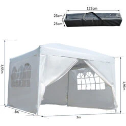 OUTSUNNY Tonnelle Barnum Tente De Réception Pliante 3 X 3 X 2,55 M Avec Fenêtres + Sac De Transport Blanc -Promos Garde Plante Boutique 25007565 3