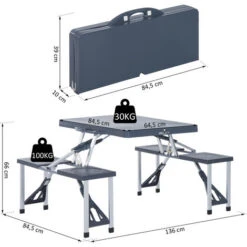 OUTSUNNY Table De Camping Pique Nique Pliante Portable 4 Personnes Aluminium Plastique Gris Foncé 9 OUTSUNNY Table De Camping Pique Nique Pliante Portable 4 Personnes Aluminium Plastique Gris Foncé -Promos Garde Plante Boutique 25008232 3