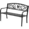 OUTSUNNY Banc 3 Places De Jardin Terrasse Style Rural Chic 127L X 60l X 85H Cm Métal époxy Anticorrosion Noir -Promos Garde Plante Boutique 25008249 1