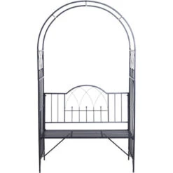 OUTSUNNY Arche à Rosiers Banc De Jardin 2 Places 2 En 1 Dim. 115L X 59l X 203H Cm Métal époxy Noir