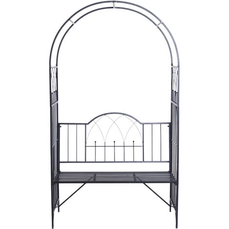 OUTSUNNY Arche à Rosiers Banc De Jardin 2 Places 2 En 1 Dim. 115L X 59l X 203H Cm Métal époxy Noir 3 OUTSUNNY Arche à Rosiers Banc De Jardin 2 Places 2 En 1 Dim. 115L X 59l X 203H Cm Métal époxy Noir