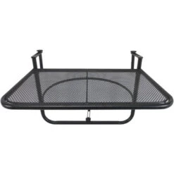 OUTSUNNY Table Suspendue Pour Balcon Dim. 60L X 56,5l Cm Hauteur Réglable 3 Niveaux Métal époxy Noir