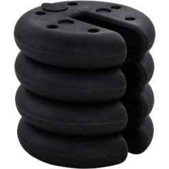 OUTSUNNY Lot De 4 Poids De Lestage Rond Pour Tonnelle Barnum Tente Dim. Ø 25 X 6H Cm HDPE Noir