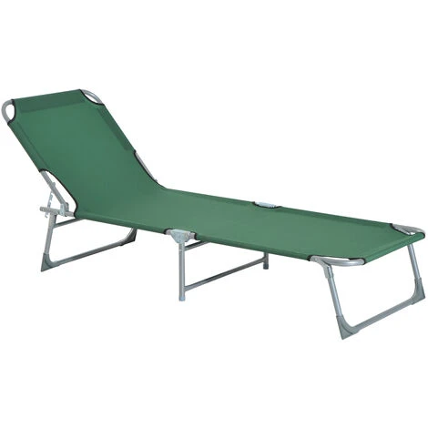 OUTSUNNY Bain De Soleil Transat Pliable Dossier Réglable Multipositions Métal Et Polyester Vert 3 OUTSUNNY Bain De Soleil Transat Pliable Dossier Réglable Multipositions Métal Et Polyester Vert