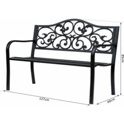 OUTSUNNY Banc 3 Places De Jardin Terrasse Style Cosy Chic 127L X 60l X 89H Cm Métal époxy Anticorrosion Noir -Promos Garde Plante Boutique 25009102 4