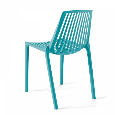 Chaise De Jardin Ajourée En Plastique Bleu 4 Chaise De Jardin Ajourée En Plastique Bleu – Image 2