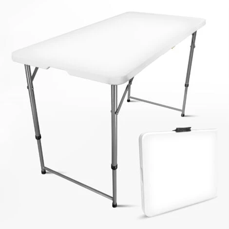 Table Pliante 120 Cm D'Appoint Rectangulaire Blanche - Table De Camping 6 Personnes L120 X L60 X H74cm En HDPE Haute Densité Épaisseur 3,5 Cm - Nouveau Modèle 2021 Emballage Renforcé 4 Table Pliante 120 Cm D'Appoint Rectangulaire Blanche - Table De Camping 6 Personnes L120 X L60 X H74cm En HDPE Haute Densité Épaisseur 3,5 Cm - Nouveau Modèle 2021 Emballage Renforcé – Image 2