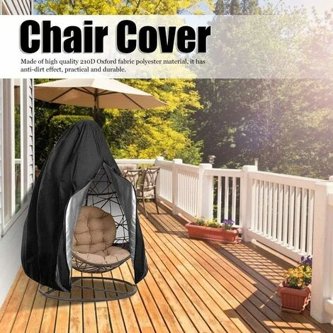 Kueatily Housse De Chaise Suspendue Oxford De Protection Imperméable à L'eau Et à La Poussière Pour Patio, Chaise à Bascule, Chaise Flottante (Black) 4 Kueatily Housse De Chaise Suspendue Oxford De Protection Imperméable à L'eau Et à La Poussière Pour Patio, Chaise à Bascule, Chaise Flottante (Black) – Image 2