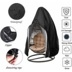 Kueatily Housse De Chaise Suspendue Oxford De Protection Imperméable à L'eau Et à La Poussière Pour Patio, Chaise à Bascule, Chaise Flottante (Black) 9 Kueatily Housse De Chaise Suspendue Oxford De Protection Imperméable à L'eau Et à La Poussière Pour Patio, Chaise à Bascule, Chaise Flottante (Black) -Promos Garde Plante Boutique 27601922 3