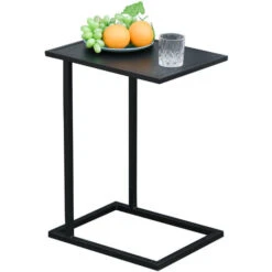 HOMCOM Table Basse Table D'appoint Guéridon Bout De Canapé Intérieur Extérieur Métal époxy Noir