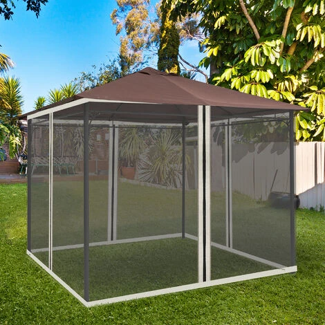 OUTSUNNY Moustiquaires Pour Tonnelle Barnum Pavillon De Jardin 3 X 3 M - Lot De 4 Moustiquaires Zippées + Crochets D'attaches - Polyester Nylon 4 OUTSUNNY Moustiquaires Pour Tonnelle Barnum Pavillon De Jardin 3 X 3 M - Lot De 4 Moustiquaires Zippées + Crochets D'attaches - Polyester Nylon – Image 2