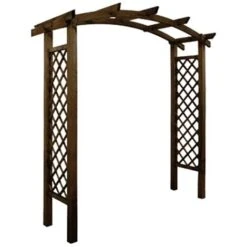 Pergola AKÉBIA - Arc - Teintée Marron - L. 220 X P. 80 X H. 228 Cm