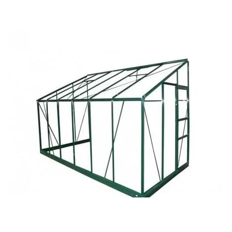 Serre / Véranda Adossée 126 - 7,3 M² Verre Trempé 4 Mm. Aluminium Laqué Vert - Sans Base - Porte à Gauche 5 Serre / Véranda Adossée 126 - 7,3 M² Verre Trempé 4 Mm. Aluminium Laqué Vert - Sans Base - Porte à Gauche – Image 3