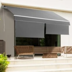 Store Banne Manuel 2,95x2 M Gris Anthracite Lambrequin H.1,40 M -Promos Garde Plante Boutique 28718924 4