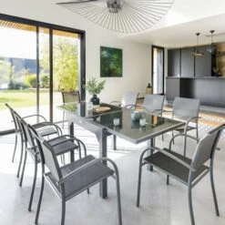 Table Piazza Extensible 8 Personnes Anthracite/graphite - Avec Rallonge