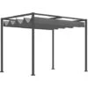 OUTSUNNY Pergola Rétractable 2,98L X 2,13l X 2,22H M Structure Métal époxy Anticorrosion Toile Polyester Haute Densité 180 G/m² Incluse Gris
