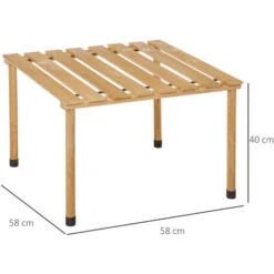 OUTSUNNY Table Basse Pliable De Jardin Camping Plateau à Lattes Dim. 58L X 58l X 40H Cm Sac Transport Inclus Bois Sapin Pré-huilé -Promos Garde Plante Boutique 29097647 3