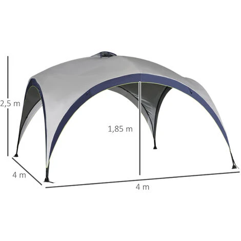 OUTSUNNY Tonnelle Barnum Contemporain En Dôme Dim. 4L X 4l X 2,5H M Métal époxy Polyester Haute Densité 190T Gris 5 OUTSUNNY Tonnelle Barnum Contemporain En Dôme Dim. 4L X 4l X 2,5H M Métal époxy Polyester Haute Densité 190T Gris – Image 3