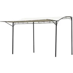 OUTSUNNY Pergola Tonnelle De Jardin Avec Auvent Réglable Métal époxy Polyester Haute Densité Crème