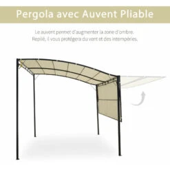 OUTSUNNY Pergola Tonnelle De Jardin Avec Auvent Réglable Métal époxy Polyester Haute Densité Crème -Promos Garde Plante Boutique 29167850 5