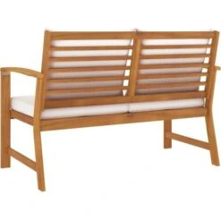 Banc De Jardin Avec Coussin Crème 120 Cm Bois Solide D'acacia VidaXL -Promos Garde Plante Boutique 29365584 4