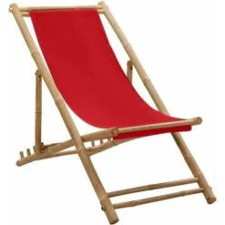 Chaise De Terrasse Bambou Et Toile Rouge VidaXL