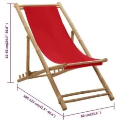 Chaise De Terrasse Bambou Et Toile Rouge VidaXL 9 Chaise De Terrasse Bambou Et Toile Rouge VidaXL -Promos Garde Plante Boutique 29365616 3