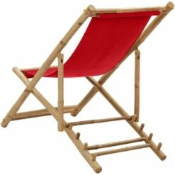 Chaise De Terrasse Bambou Et Toile Rouge VidaXL 10 Chaise De Terrasse Bambou Et Toile Rouge VidaXL -Promos Garde Plante Boutique 29365616 4