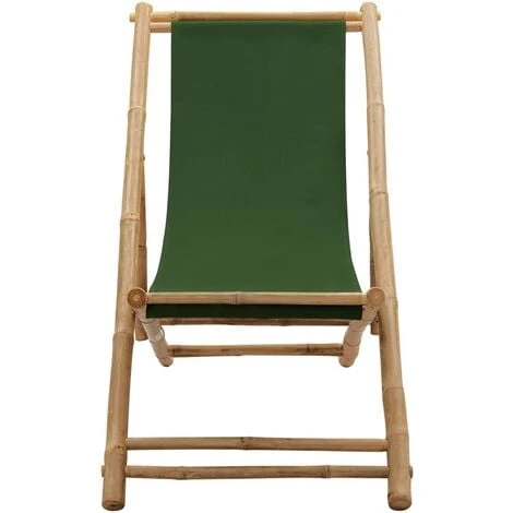 Chaise De Terrasse Bambou Et Toile Vert VidaXL 4 Chaise De Terrasse Bambou Et Toile Vert VidaXL – Image 2