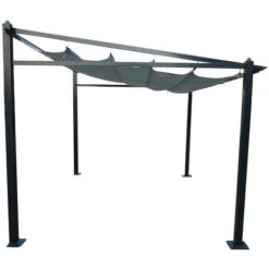 Tonnelle/Pergola Mural En Aluminium 3x4m Toile Coulissante Rétractable - Gris - LISBOA -Promos Garde Plante Boutique 29366700 3