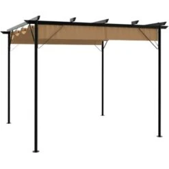 Pergola Avec Toit Rétractable Taupe 3x3 M Acier 180 G/m² VidaXL