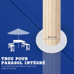 HOMCOM Table De Camping Pique-nique Pliante Portable En Plastique Avec 4 Sieges Bleu -Promos Garde Plante Boutique 29426190 5