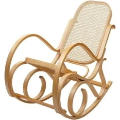 Fauteuil à Bascule M41, Fauteuil Pivotant Fauteuil TV, Rotin En Bois Massif ~ Aspect Chêne