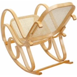 Fauteuil à Bascule M41, Fauteuil Pivotant Fauteuil TV, Rotin En Bois Massif ~ Aspect Chêne -Promos Garde Plante Boutique 29472084 4