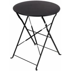 Ensemble Bistrot 2 Chaises + Table Pliante Pour Le Jardin, Le Balcon, La Varanda Et La Terrasse - Ensemble De Mobilier D'exterieur En Acier Inoxydable. Couleur Noire -Promos Garde Plante Boutique 29810051 3
